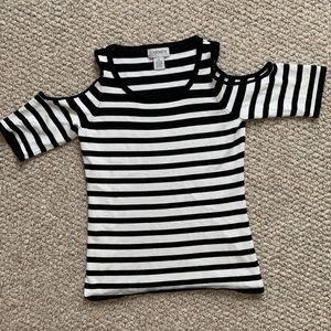 Striped Cold Shoulder Knit Top